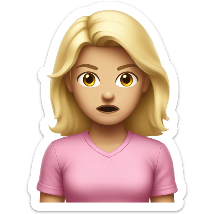 angry little blonde girl in a pink shirt sticker