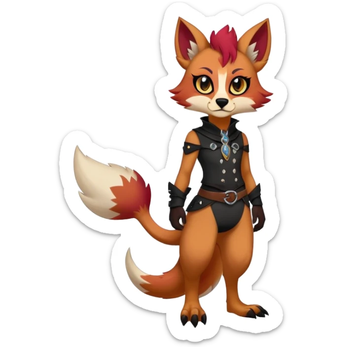 edgy badass cool Falvie-Fionbri-creature-fursona, full body, with random markings sticker