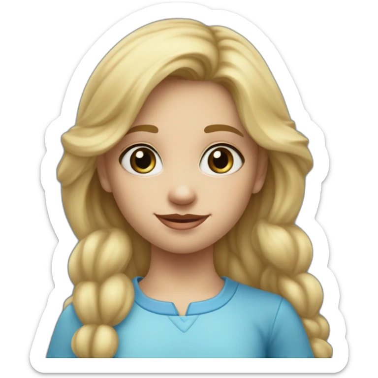 une petite fille blonde au yeux bleu qui fait le signe "trois" avec ses doigts sticker