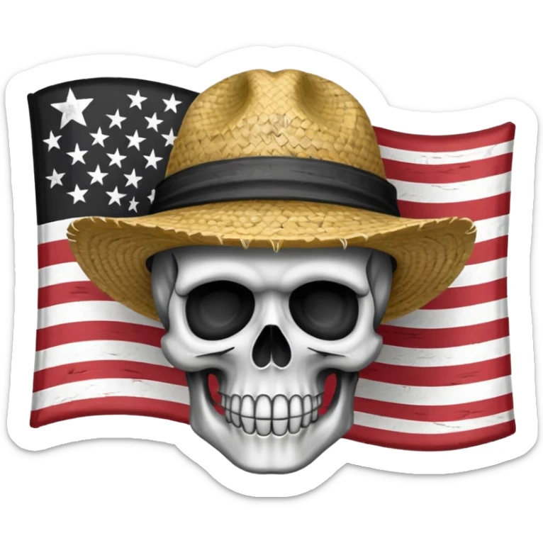 Fait moi un drapeau de tête de mort avec sur la tête un chapeau de paille sticker