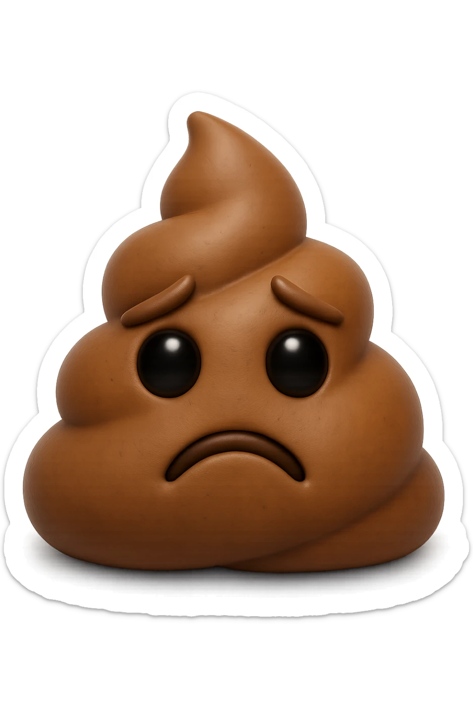 EMOJI STILE IPHONE 3D DI UNA MONTAGNETTA DI FECI A PALLINE CON ESPRESSIONE TRISTE, IPERREALISTICO 4K sticker