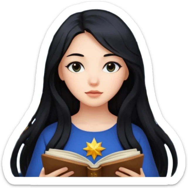 emoji of a girl with long hair reading a horoscope sticker
