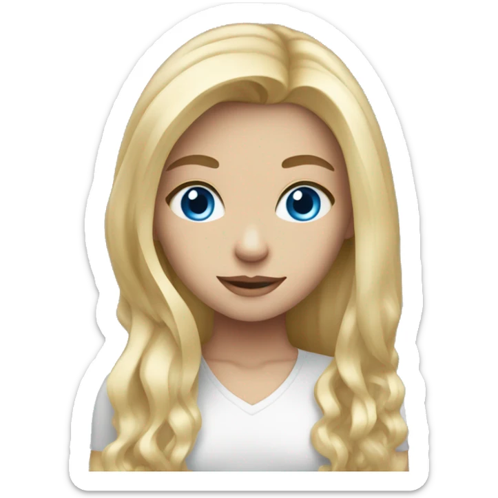 pretty blonde girl with blue eyes not so close long hair sticker