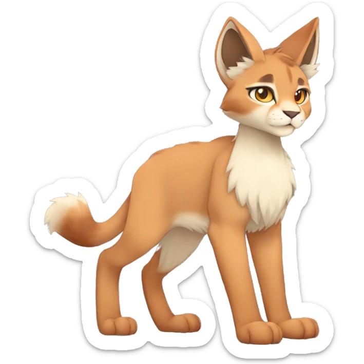 Anthro Beige-Orange-Brown Fur-Sona-Fakemon Lynx-Caracal Full Body sticker