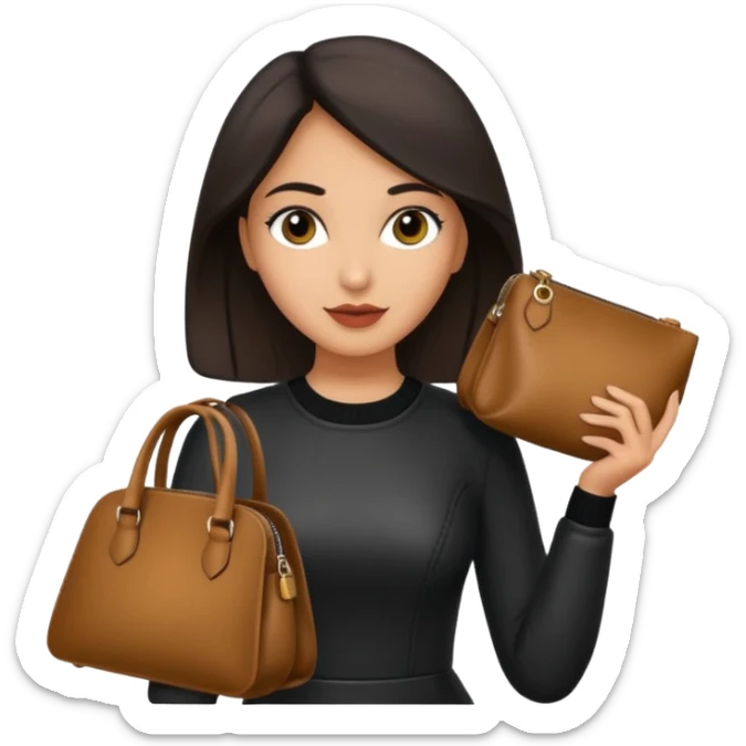 italian female with italian fashion style, holding bag sticker