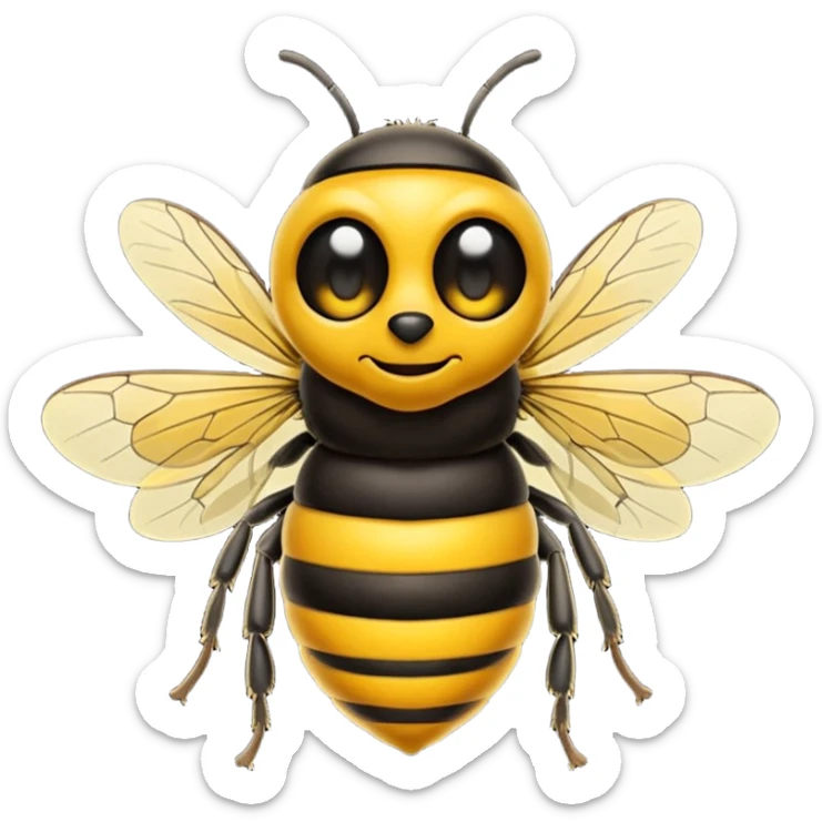una abeja con cabeza de señor canoso viejo y robusto, el cuerpo de la abeja dejalo sin cambiar sticker