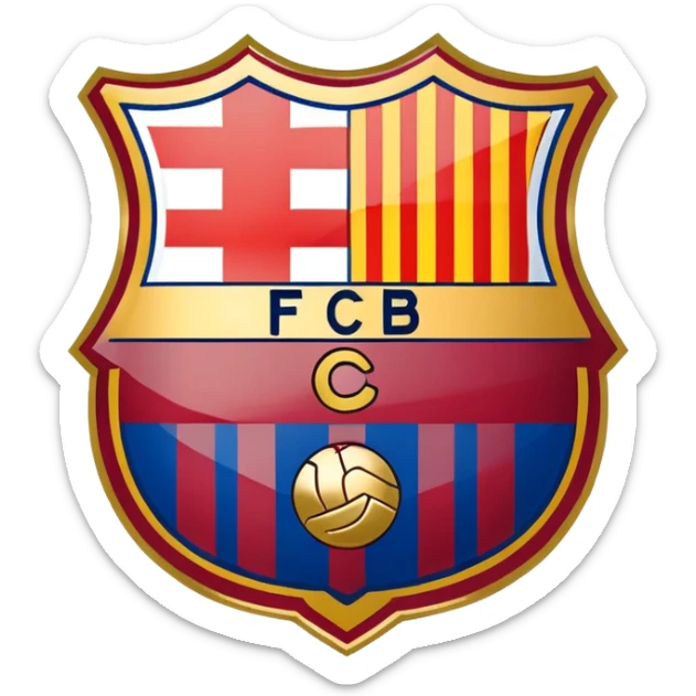 FC Barcelona logo, shield with blue and red stripes, football club emblem sticker