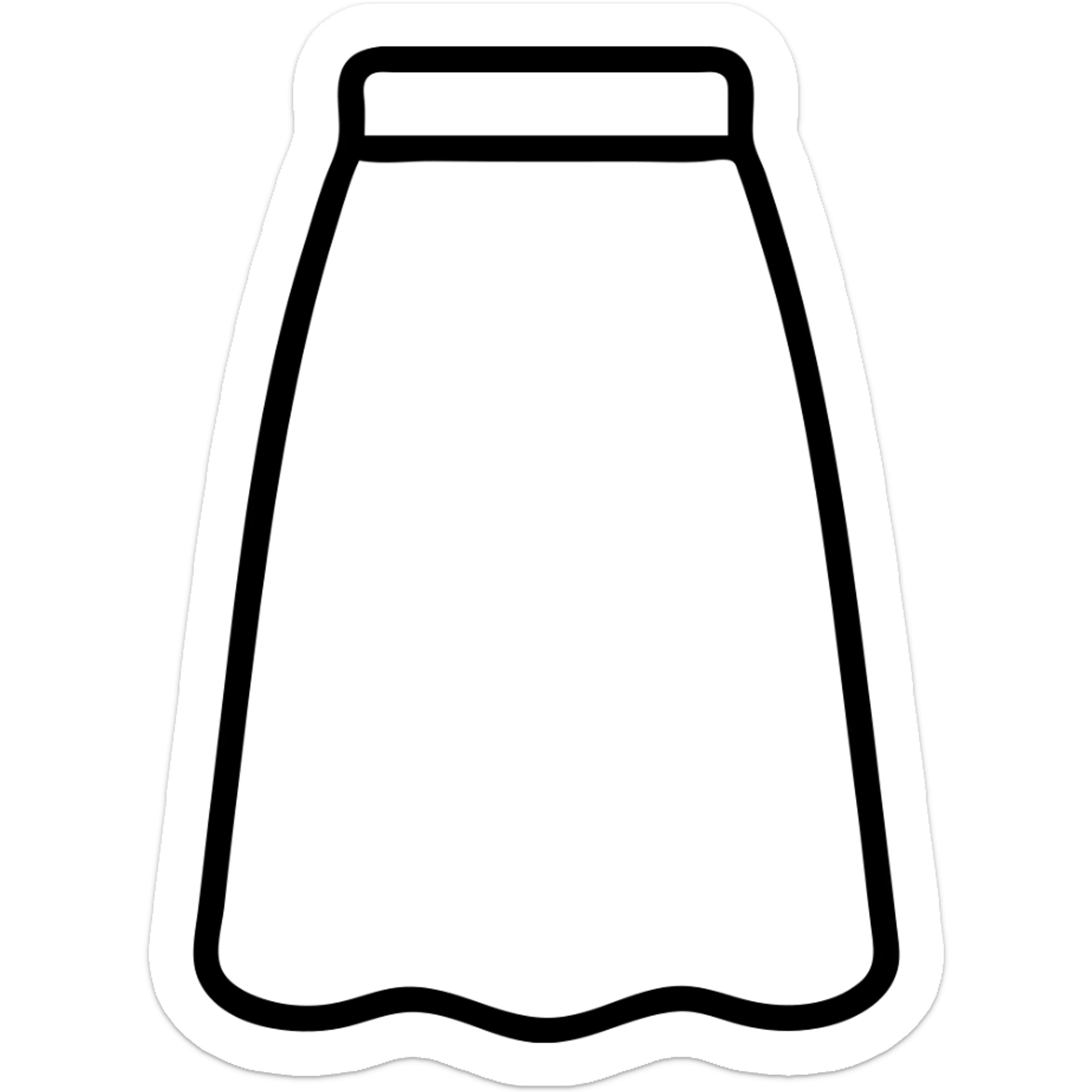 Add blue color to the long skirt while keeping the outlined icon style with no fill. Maintain the black outlines and no background. sticker