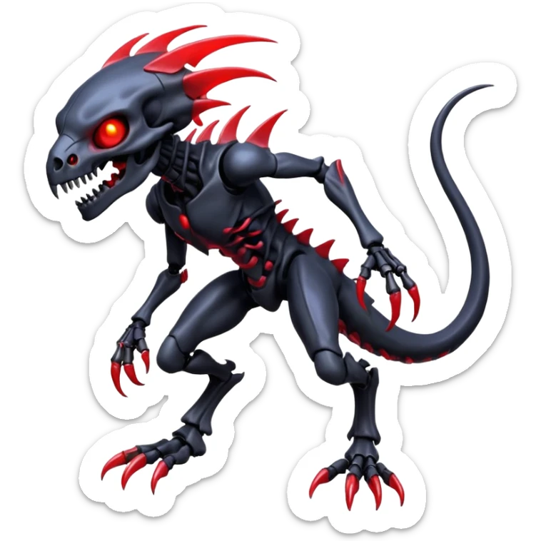 Shiny Futuristic Badass Demonic Spectral Dusky Spooky Skull-faced Cool Hot Stylish Handsome Alien-Salandit-Darkrai-Genesect-Fakémon-fusion (full body) sticker