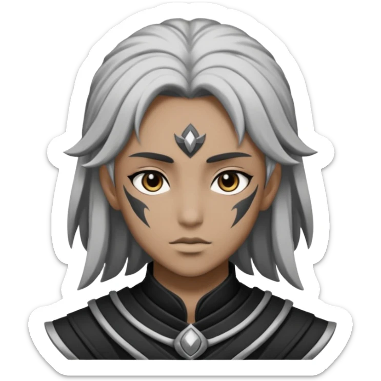 Kalashtar dnd estilo (dibujo antiguo blanco y negro) (ESTILO DARK ANIME Y QUE SE NOTE QUE ES UN Kalashtar) sticker