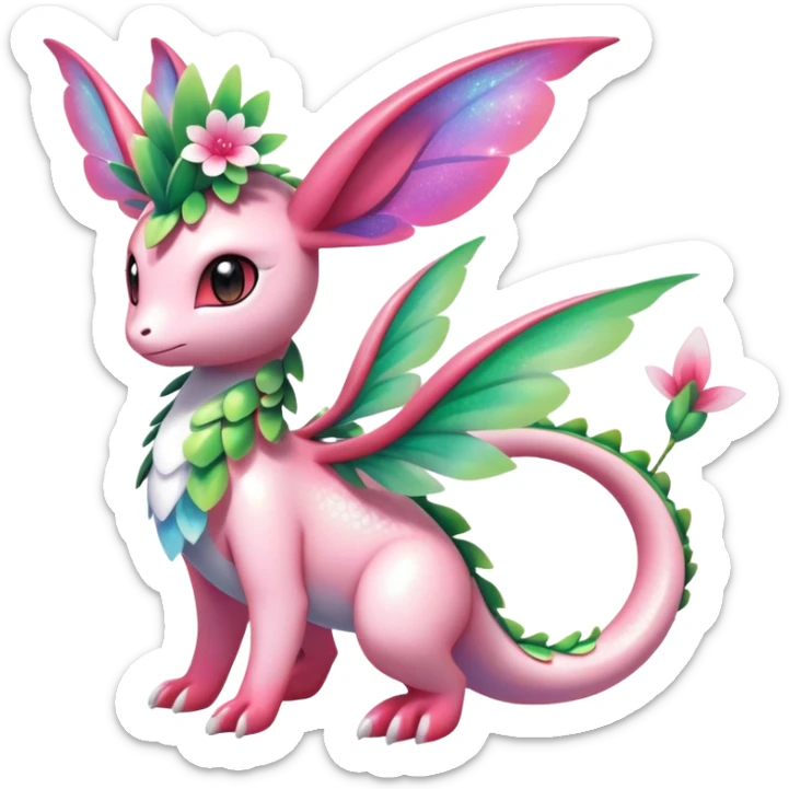 Shiny Exotic Cute Majestic Ethereal Sparkly Flygon-Sylveon-Shaymin-Meganium-Hybrid-Creature sticker
