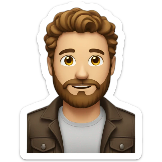 man with brown beard and hair long sticker