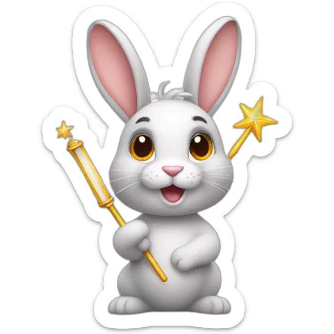rabbit with magic wand sticker