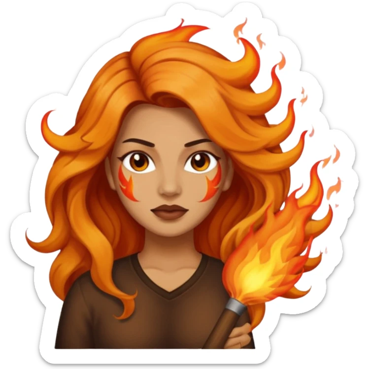 Profile of a beautiful Chicana with her hair on fire. The number 21 behind her.  sticker