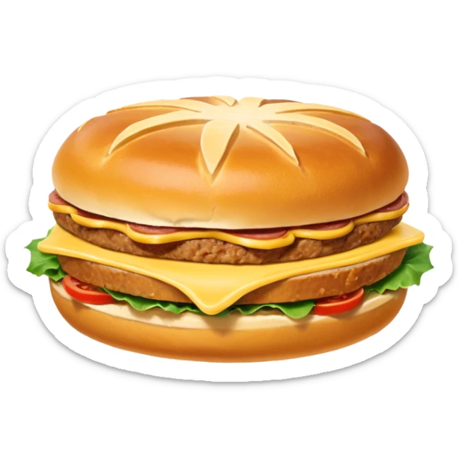 Bavarian Leberkäse sandwich emoji, thick golden-brown slice of meatloaf in round crusty white bread roll (Kaisersemmel), lightly floured, small dab of mustard, simple clear appetizing sticker