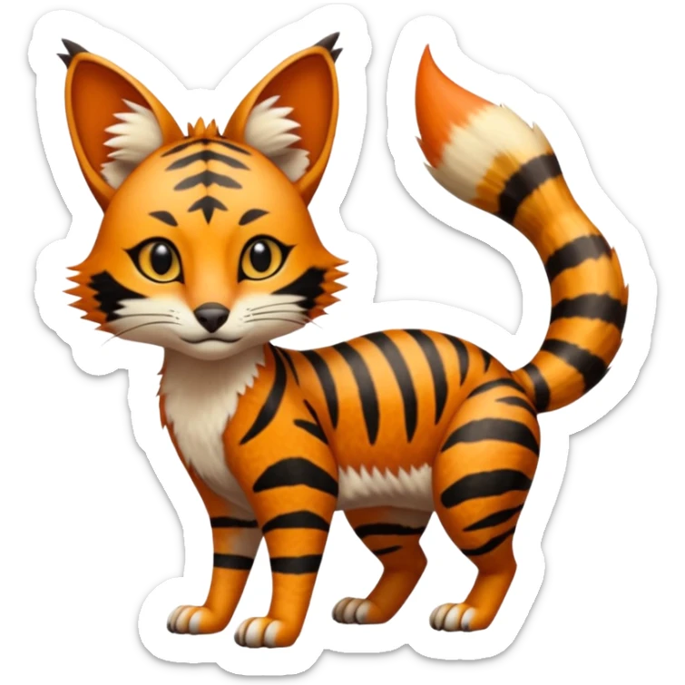 Colorful Soft Smooth Bobcat-Tiger-Numbat-Serval-Genet-Pokémon-Digimon-Fakémon-fusion-hybrid-creature sticker