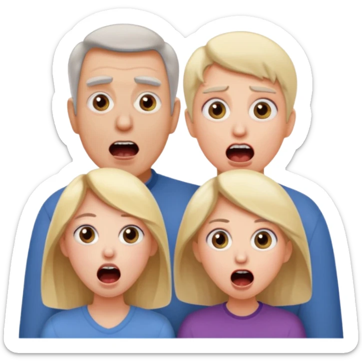 HAZ UNA FAMILIA GRITANDO, MI NOVIA, MI OPAPA. MI MAMA Y YO. CARA DE GRITOS FUERTEES sticker