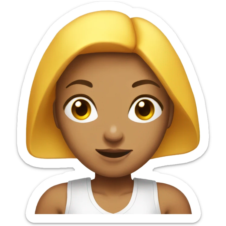 Boxing girl, yellow bob hair, white skin, red boxing gloves sticker