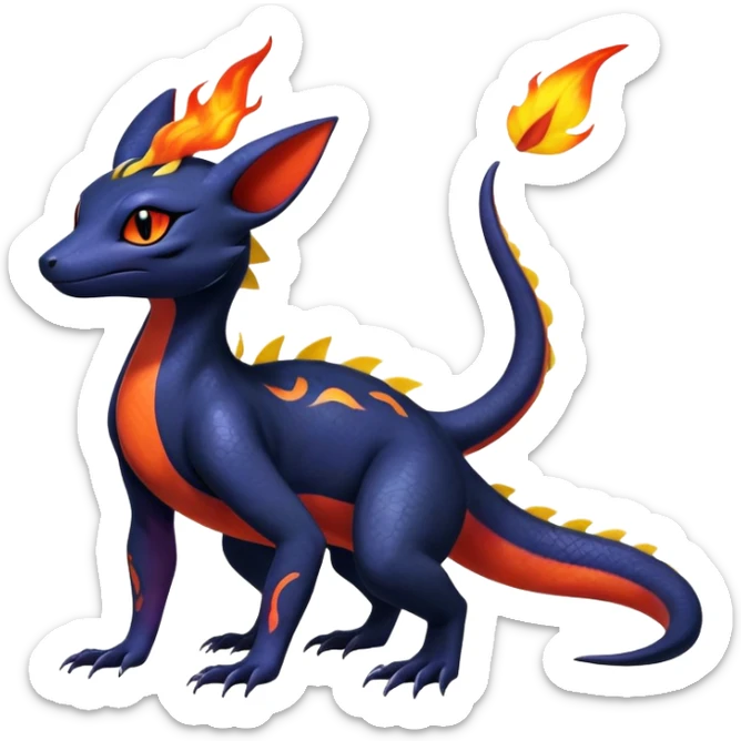 Shiny Salandit-Umbreon-Quilava-Fakémon-hybrid-creature (full body)  sticker
