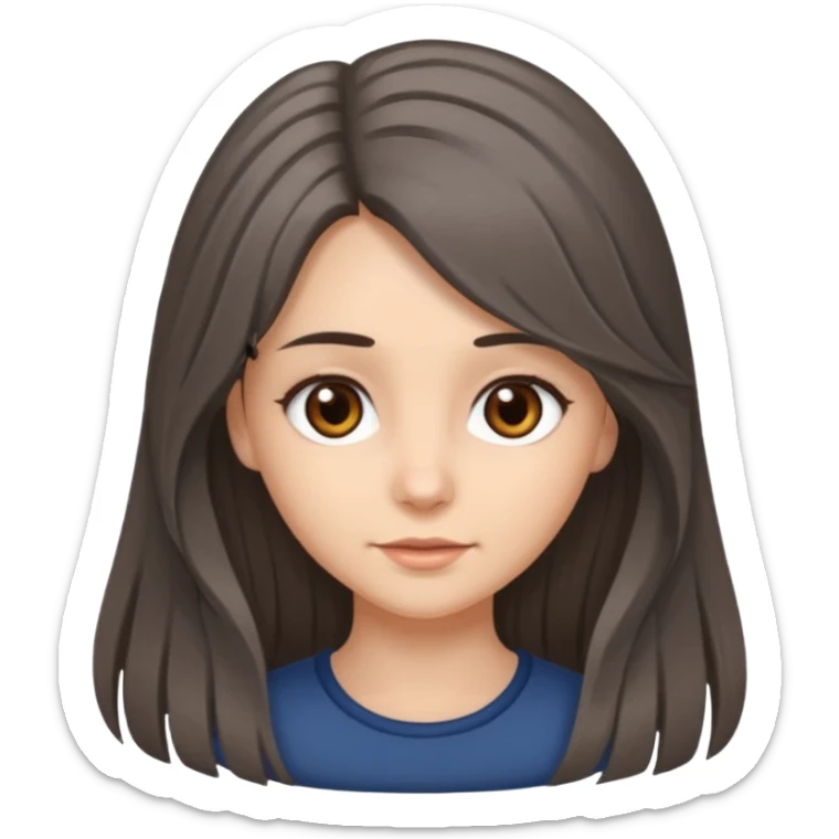 brunette girl long hair with strands of gray hairs sticker