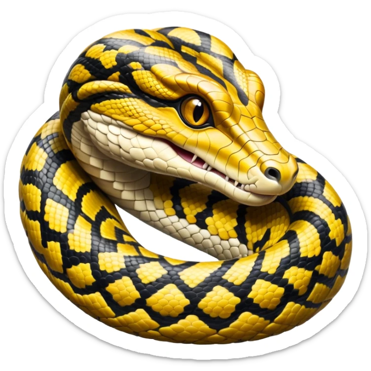 cinematic-noble-anaconda-portrait-emoji,-poised-and-imposing,-with-a-massive,-sinuous-build-draped-in-intricately-patterned-scales-and-piercing,-focused-eyes,-simplified-yet-sharp-and-sophisticated-features,-highly-detailed sticker