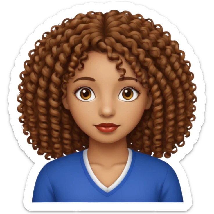 Beautiful Haitian and Puerto Rican girl with light brown skin and medium length curly very curly hair and beautiful hazel eyes sticker
