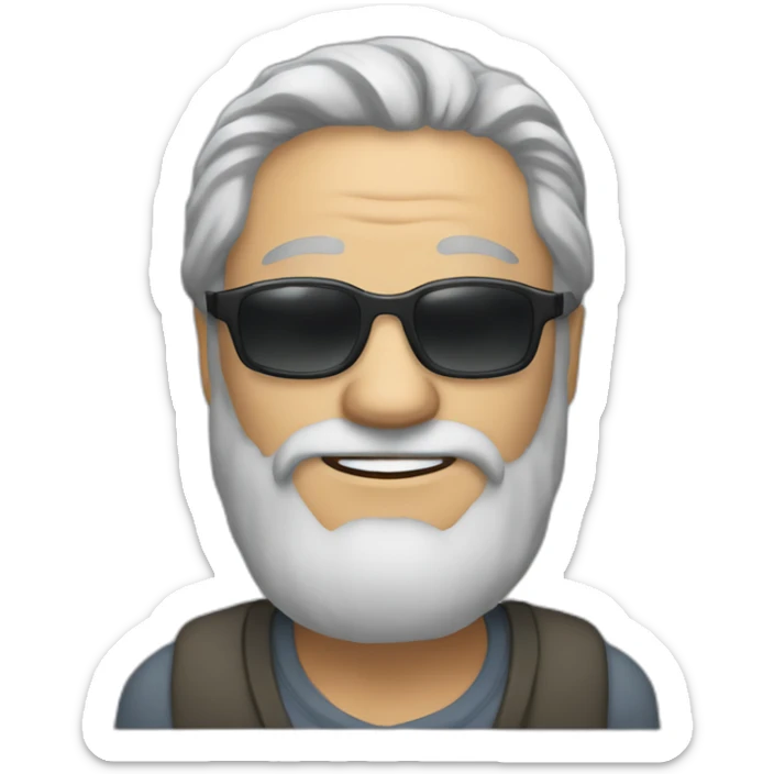 a fifty year old man with long grey hair and a slighty grey beard that wears sunglasses sticker