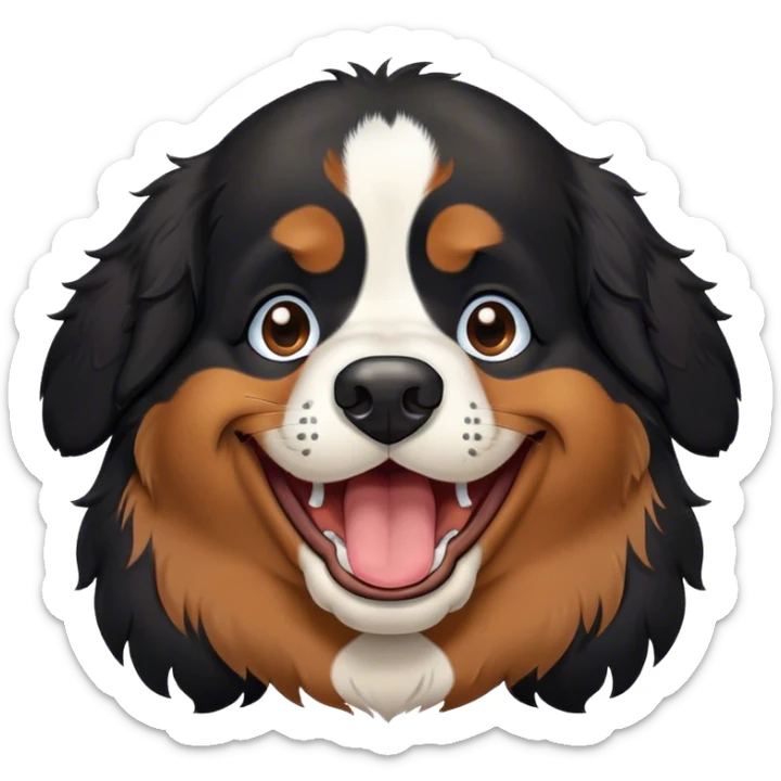 Tête de Chien de race bouvier bernois noir qui pleure de rire  sticker