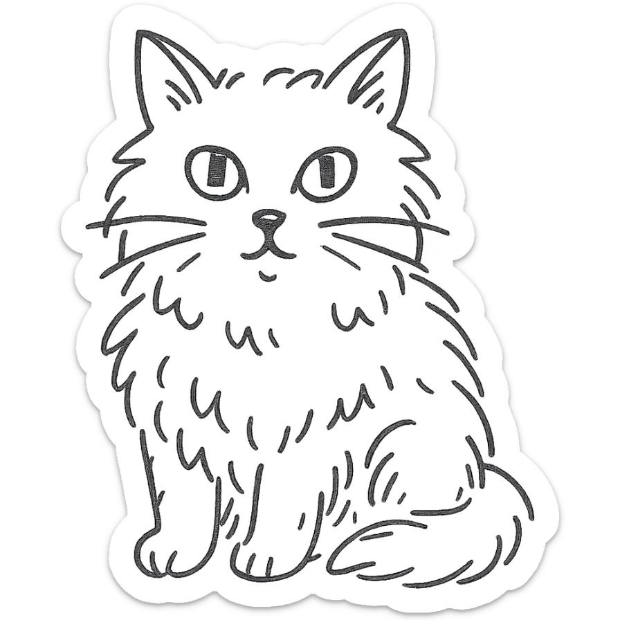 gray fluffy cat with light green eyes sticker