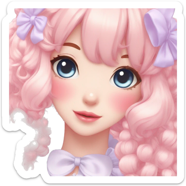 Shiny Blushing Cute Kawaii Beautiful Pastel Lolita Anime Catgirl Trending Style Cottagecore Pastelcore  sticker