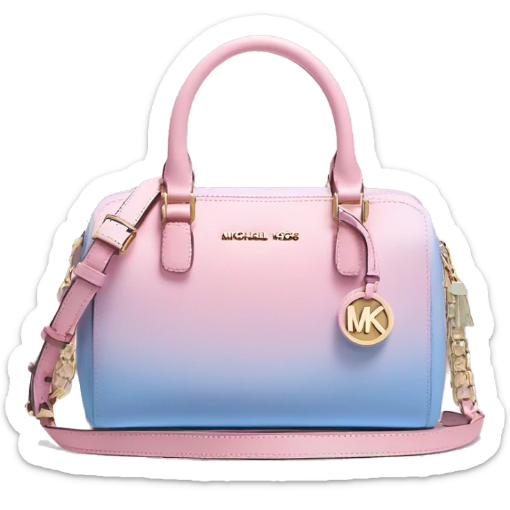 Realistic isolated pastel pink,pastel blue,bubblegum pink,and periwinkle ombre Michael Kors satchel purse.  sticker