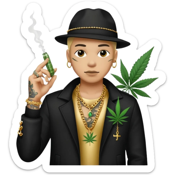 dealer white rom gang with cannabis on hand styler gangster sticker