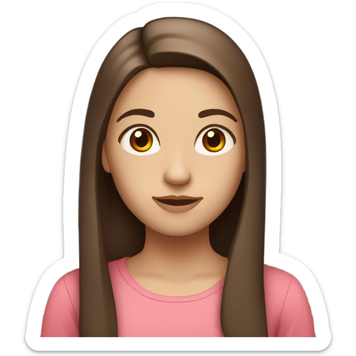 Fair skin girl with straight brown hair and brown eyes sticker