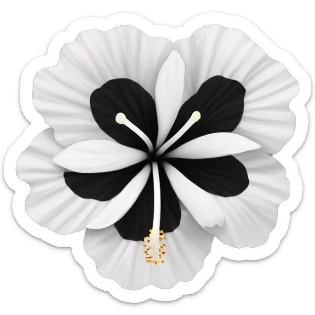 a flower having black-white petals similar   to the texture of a hibiscus  sticker