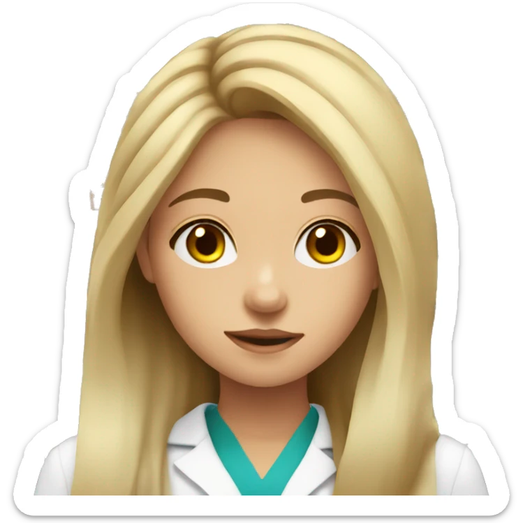 Fair skin young girl with long hair working in a pharmacy sticker