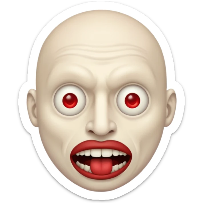 Creepy man with big mouth and no nose and ears no nose sticker