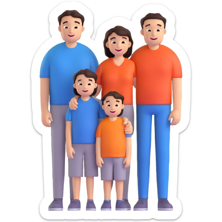 caucasian family with father mother and young son standing together happily sticker
