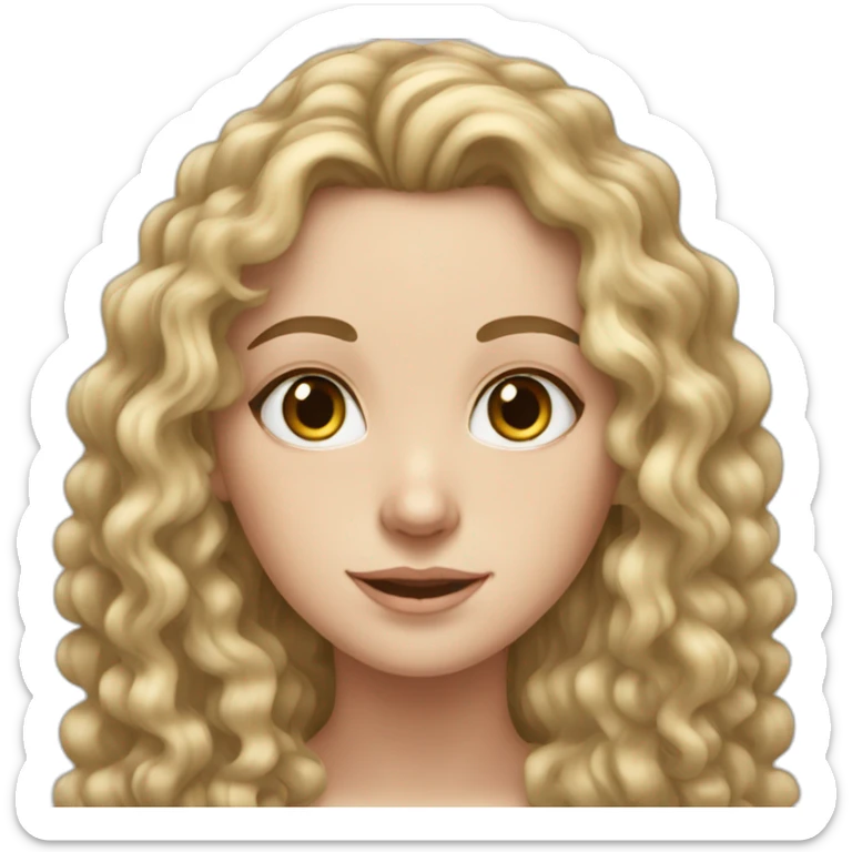 WHITE GIRL WITH LONG BRUNNET, CURLY HAIR AND A LIGHT SPRAY OF FRECKLES sticker