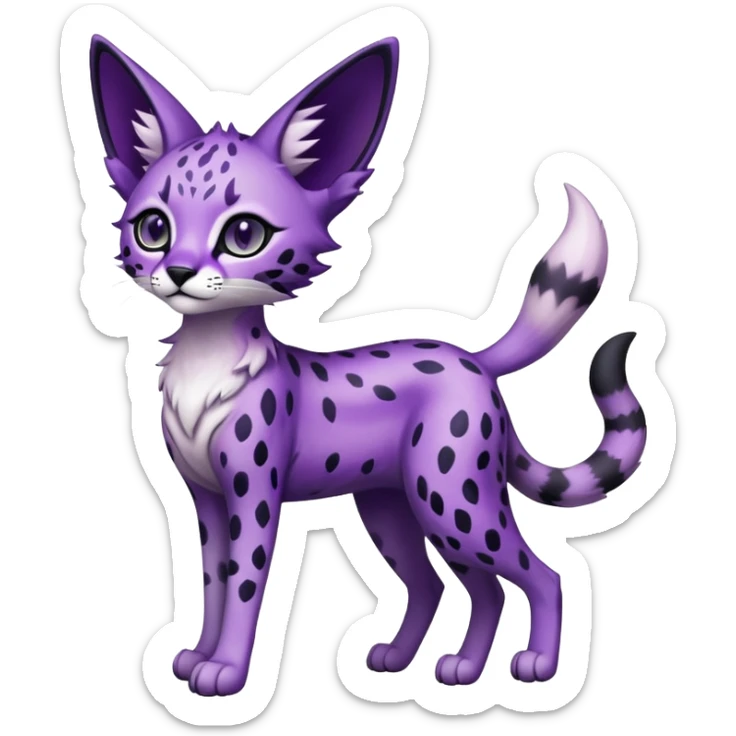Kawaii Cute Edgy Black Purple White ethereal eldritch Serval-Fionbri-Vernid full body sticker