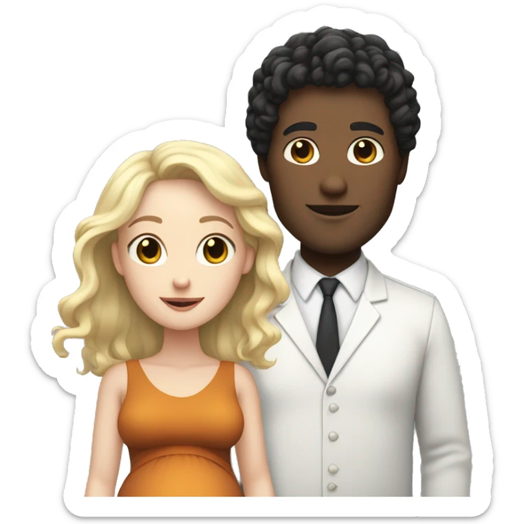 A white-skinned man with curly black hair and a pregnant white-skinned woman with shoulder-length, slightly blonde hair. sticker