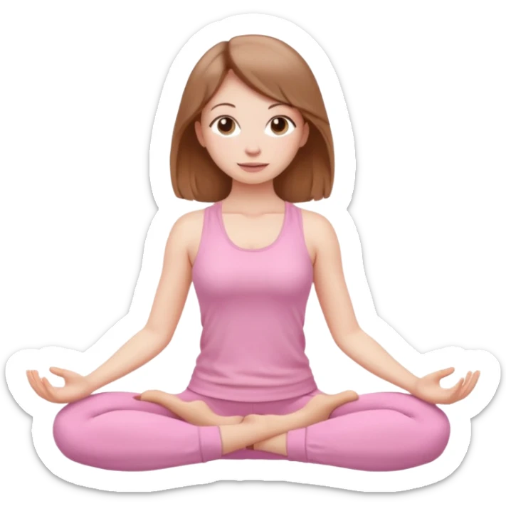 yoga girl with pale skin and light brown hair in light pink clothes sticker