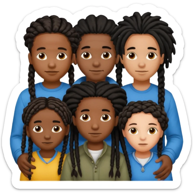 5 black siblings 2 that’s a boy and 3 that’s a girl. Both of the boys has dreads one of the boys is 6. One girl is 6 the other girls has braids and one is 18 and the other one is 23. The other boy is 22 But they all are dark skinned they have black hair sticker