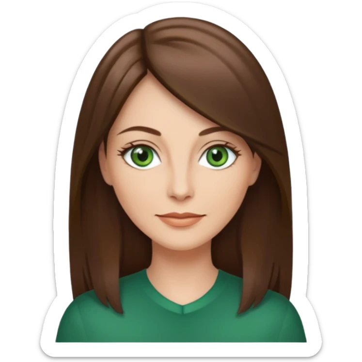 pretty woman in her 40s with green eyes and long straight ash-brown hair  sticker