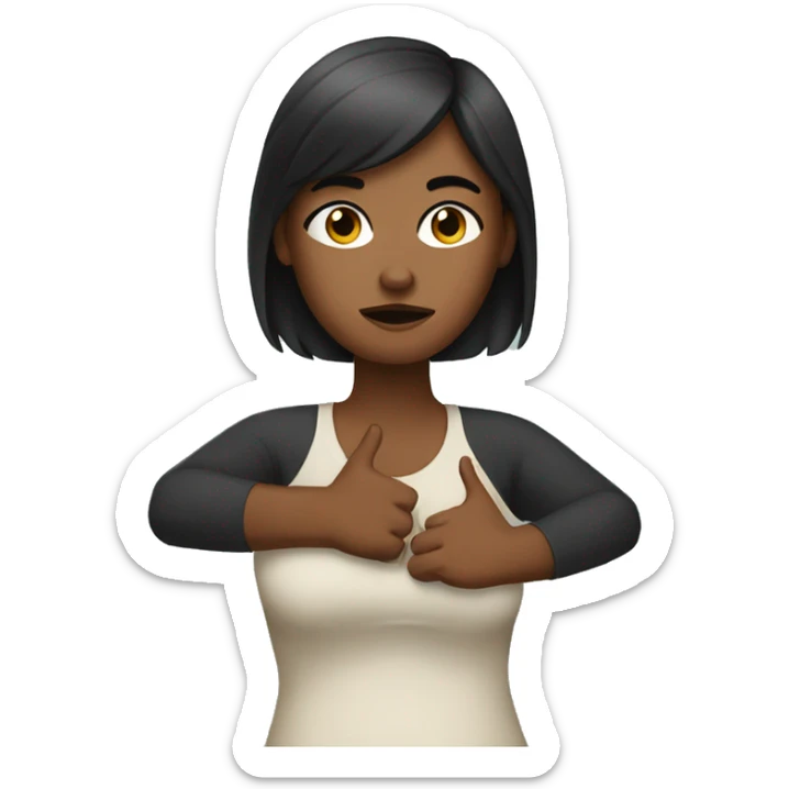 A woman expresses rejection by making an X with her arms in front of her chest. sticker