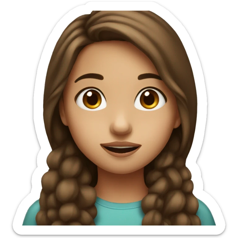 girl with brown hair sends a kiss to the screen sticker