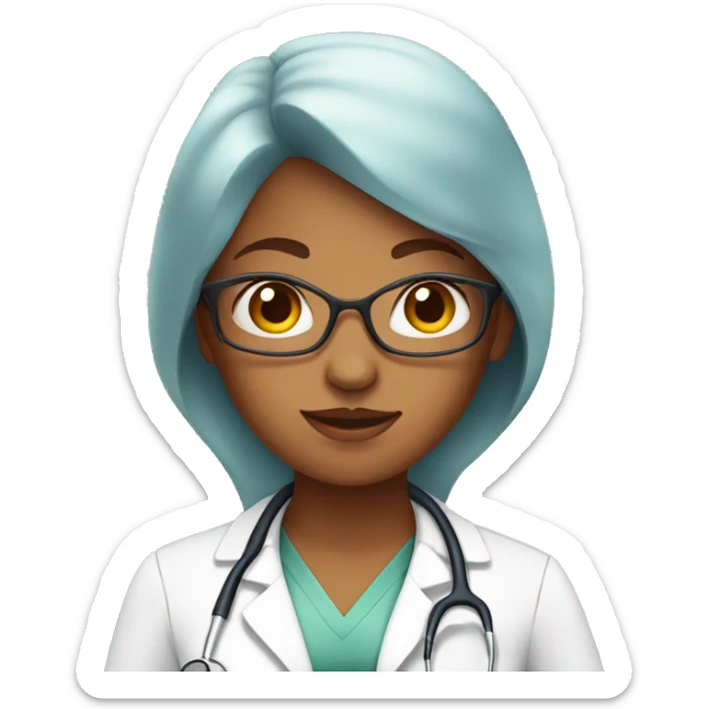 Woman doctor with scarlet hair wearing stethoscope without glasses  sticker