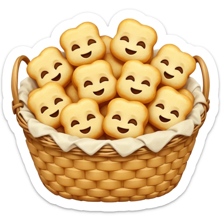 A basket full of sleeping fried cheese curds with emoji sleepy faces on each curd sticker