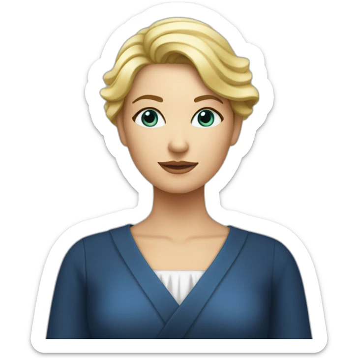 une femme blonde aux yeux bleus avec une robe d'avocate sticker
