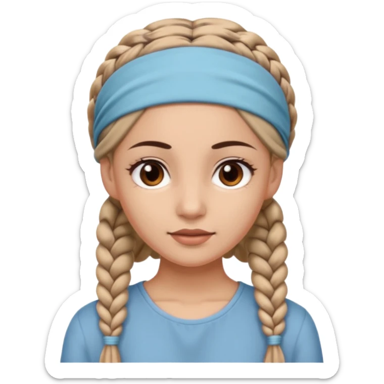 big lose braided woman face wiith big visible braids and mono color headband on head sticker