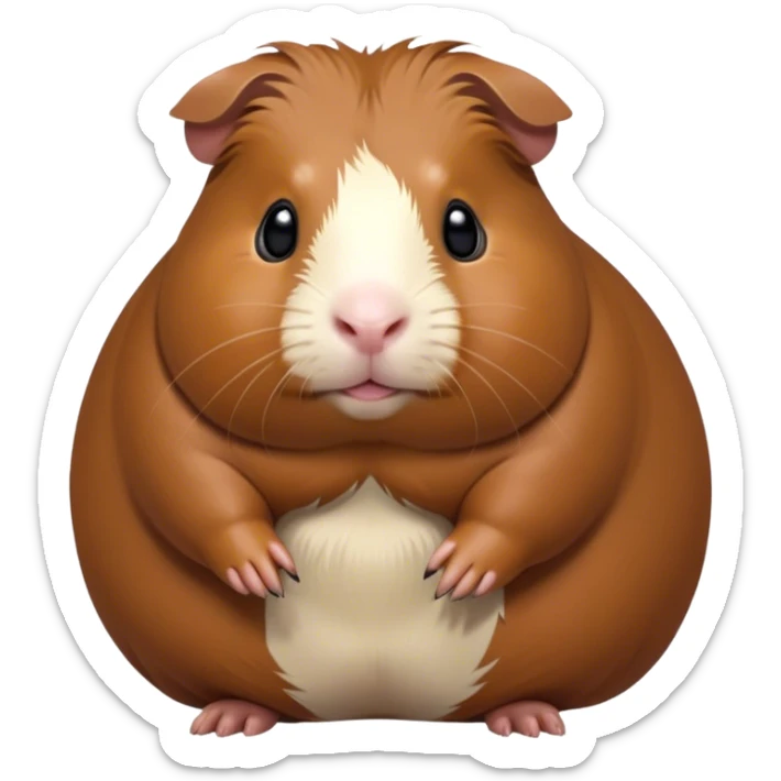 Cinematic Noble Brown Guinea Pig Portrait Emoji, Poised and regal, with a compact, chubby build and a soft, well-groomed rich brown coat, deep-set soulful dark eyes, Simplified yet sharp and sophisticated features, highly detailed, glowing with a warm, dignified glow, high shine, intelligent and charming, stylized with an air of gentle coziness, focused and attentive, soft glowing outline, capturing the essence of a watchful and confident little rodent, so majestic it feels as though it could scurry out of the screen with effortless authority! sticker